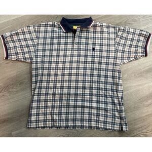 Vintage Duck Head Mens Short Sleeve Plaid Polo Shirt Size‎ Large